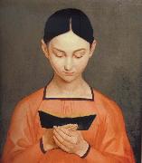 Gustav Adolph Henning Girl Reading oil painting artist